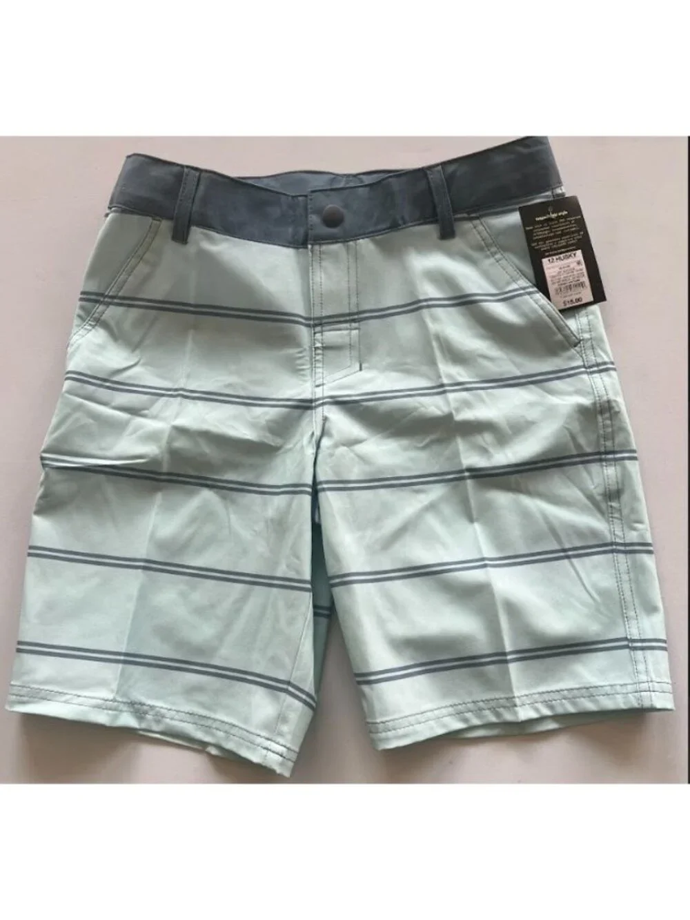 Art Class Boys Striped Hybrid Swim Shorts Light Blue 12 Husky Size 12 - Picture 2 of 3